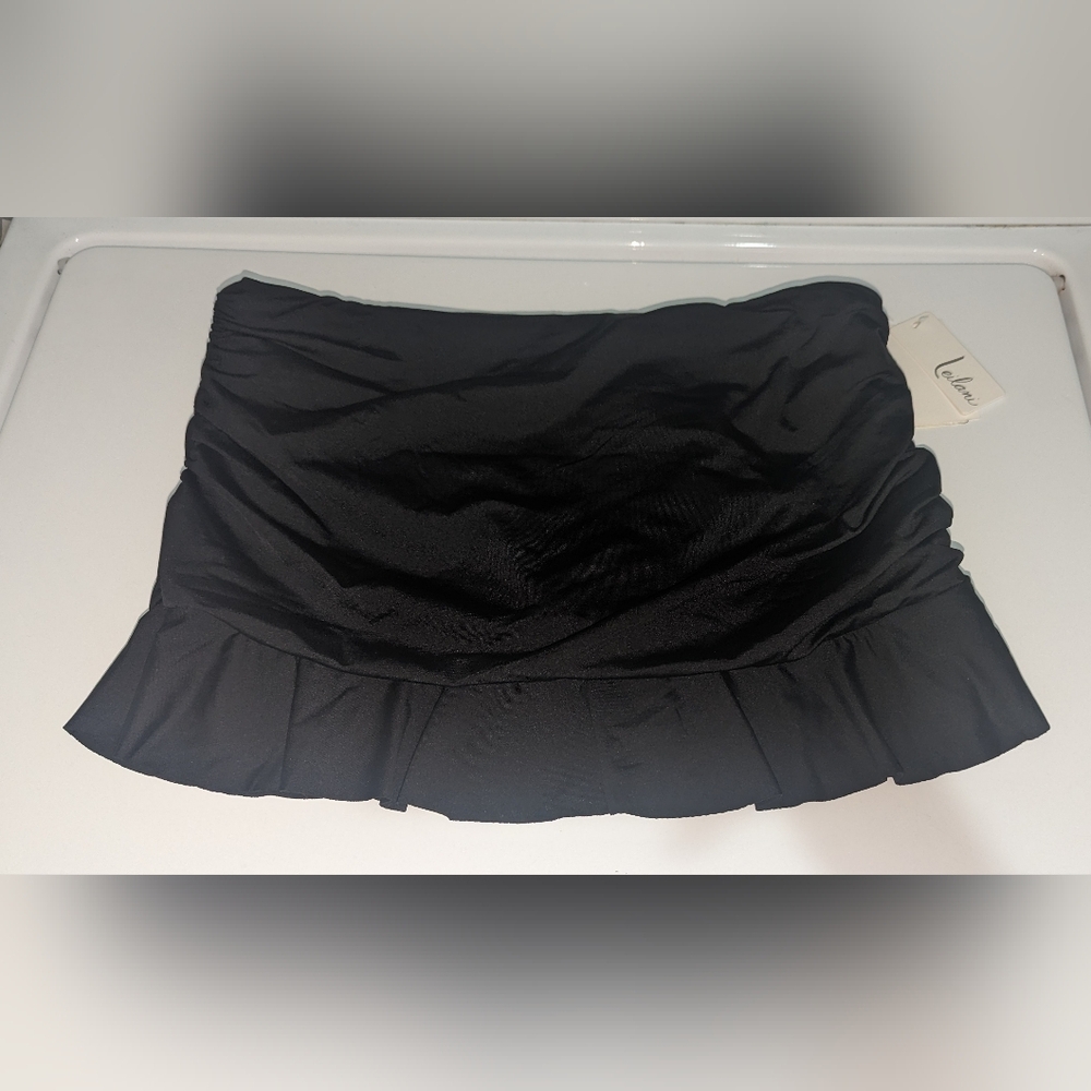 NWT, Leilani, black, ruched side, ruffle, skirtini-women's size 6